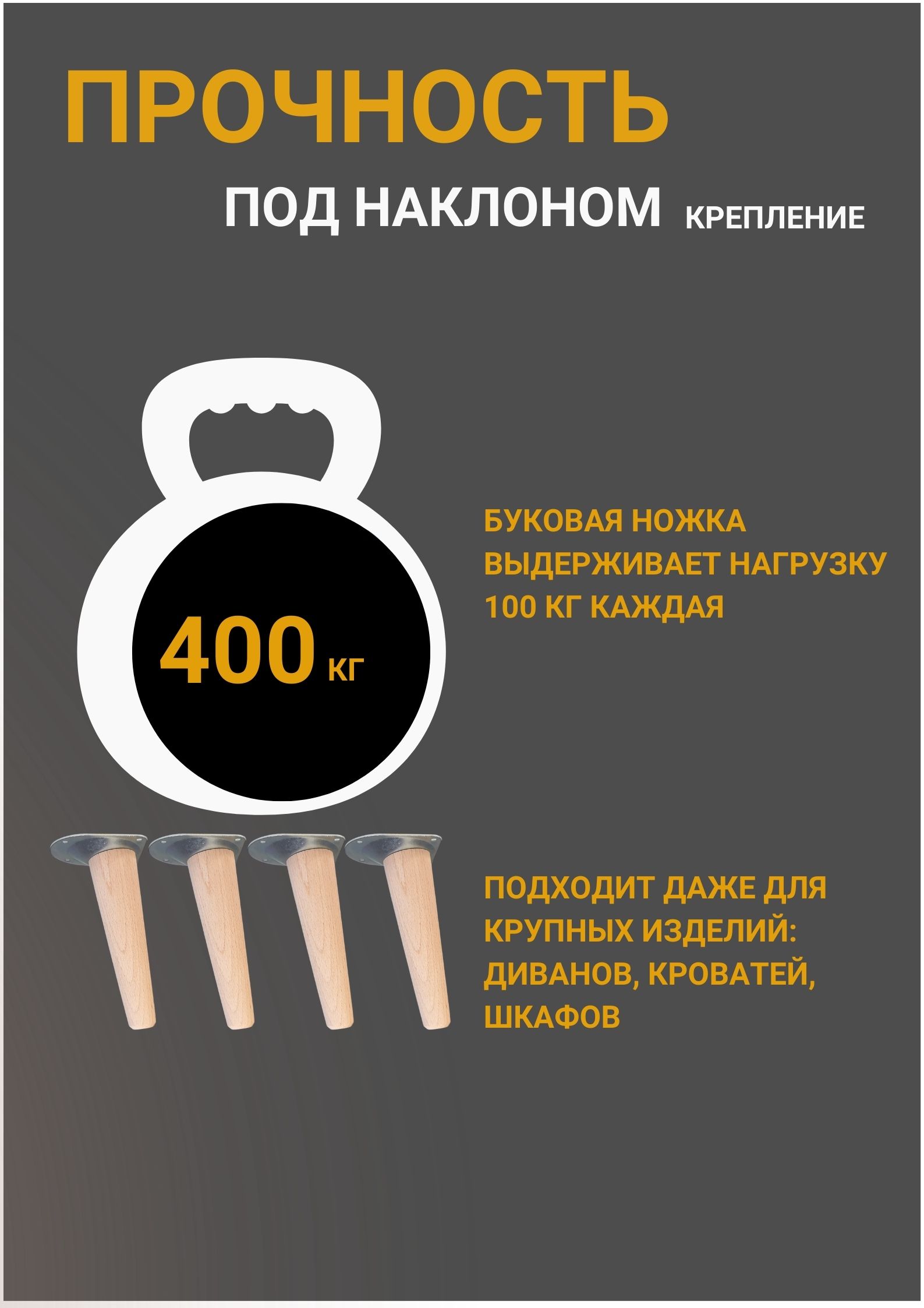 Ножки мебельные деревянные 15 см конусные, шлифованные под подкраску — изображение 5